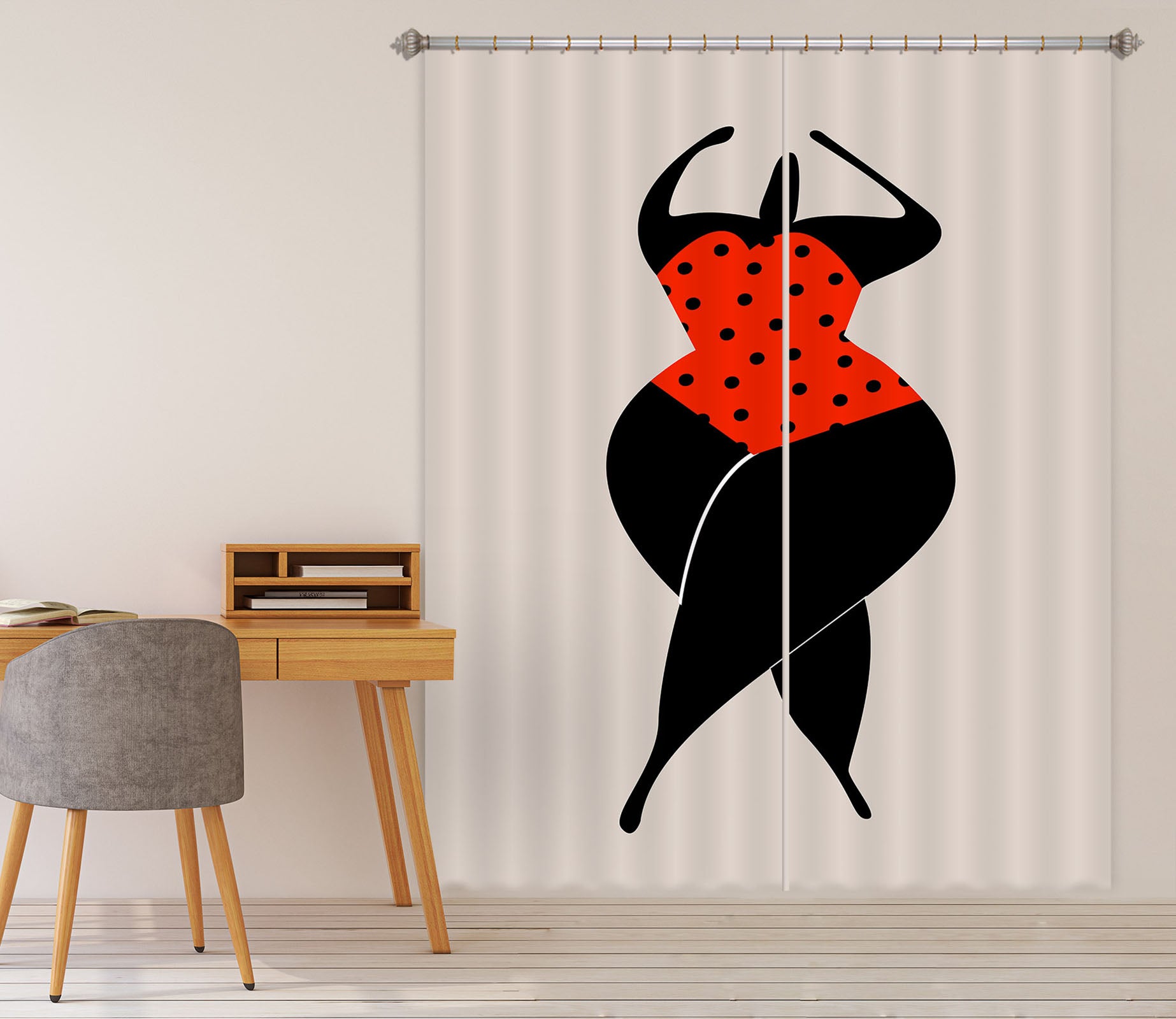 3D Red Dancing 1032 Boris Draschoff Curtain Curtains Drapes