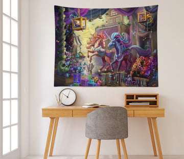 3D Castle Unicorn 5208 Rose Catherine Khan Tapestry Hanging Cloth Hang