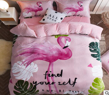 3D Flamingo 18093 Bed Pillowcases Quilt