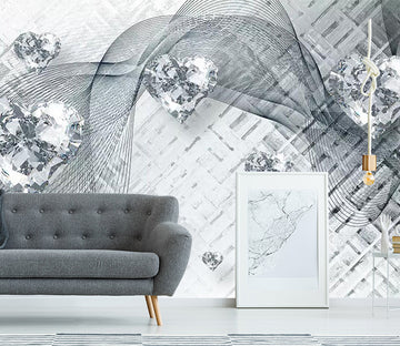 3D Heart Crystal WC590 Wall Murals