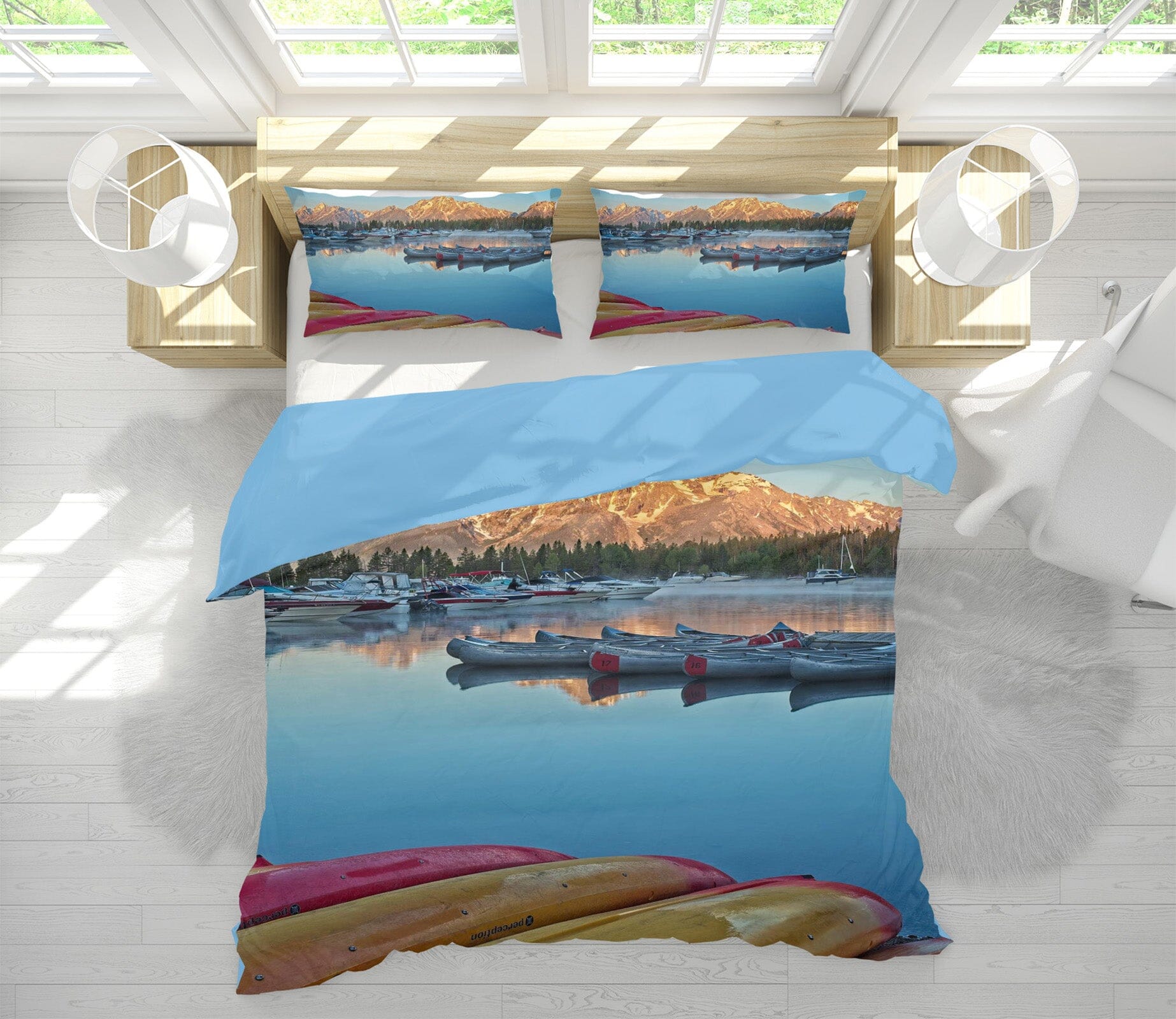 3D Waterside Mountain Peak 2132 Kathy Barefield Bedding Bed Pillowcases Quilt Quiet Covers AJ Creativity Home 