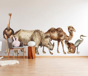 3D Rhinoceros Camel 068 Animals Wall Stickers Wallpaper AJ Wallpaper 