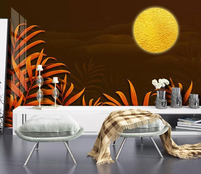 3D Moon Leaves 2916 Wall Murals Wallpaper AJ Wallpaper 2 