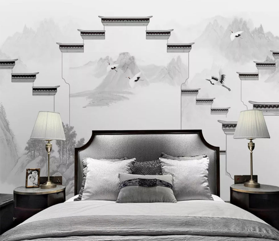 3D House Crane WC361 Wall Murals