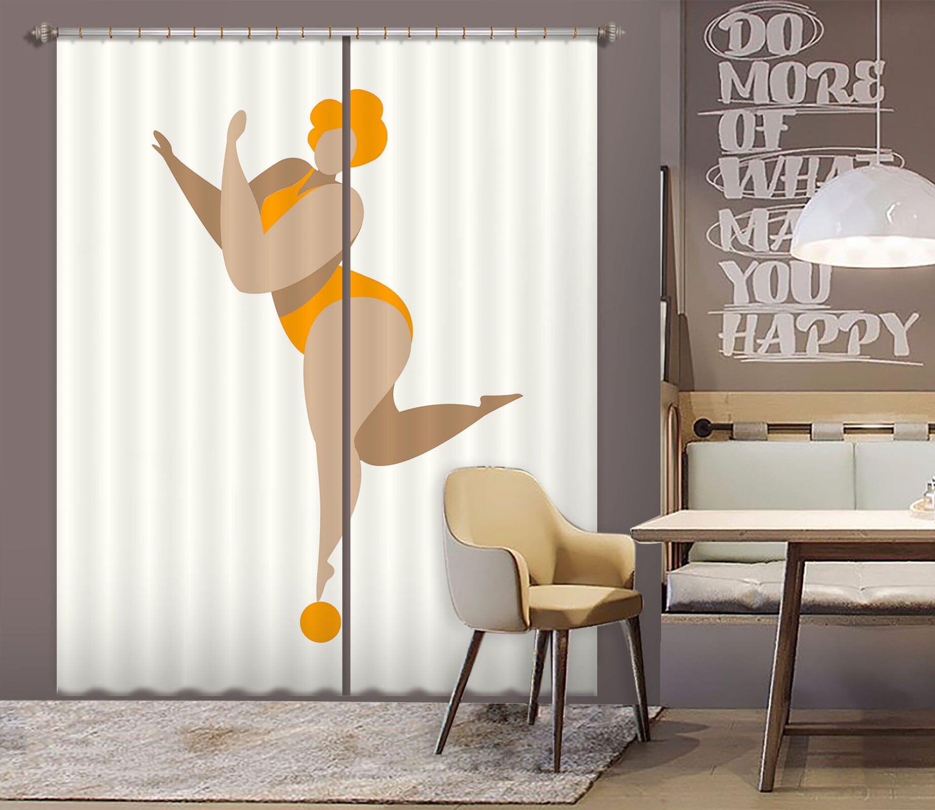 3D Dancing Queen YELLOW 1035 Boris Draschoff Curtain Curtains Drapes Curtains AJ Creativity Home 