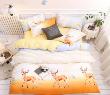 3D Orange Gradient Deer 5156 Bed Pillowcases Quilt