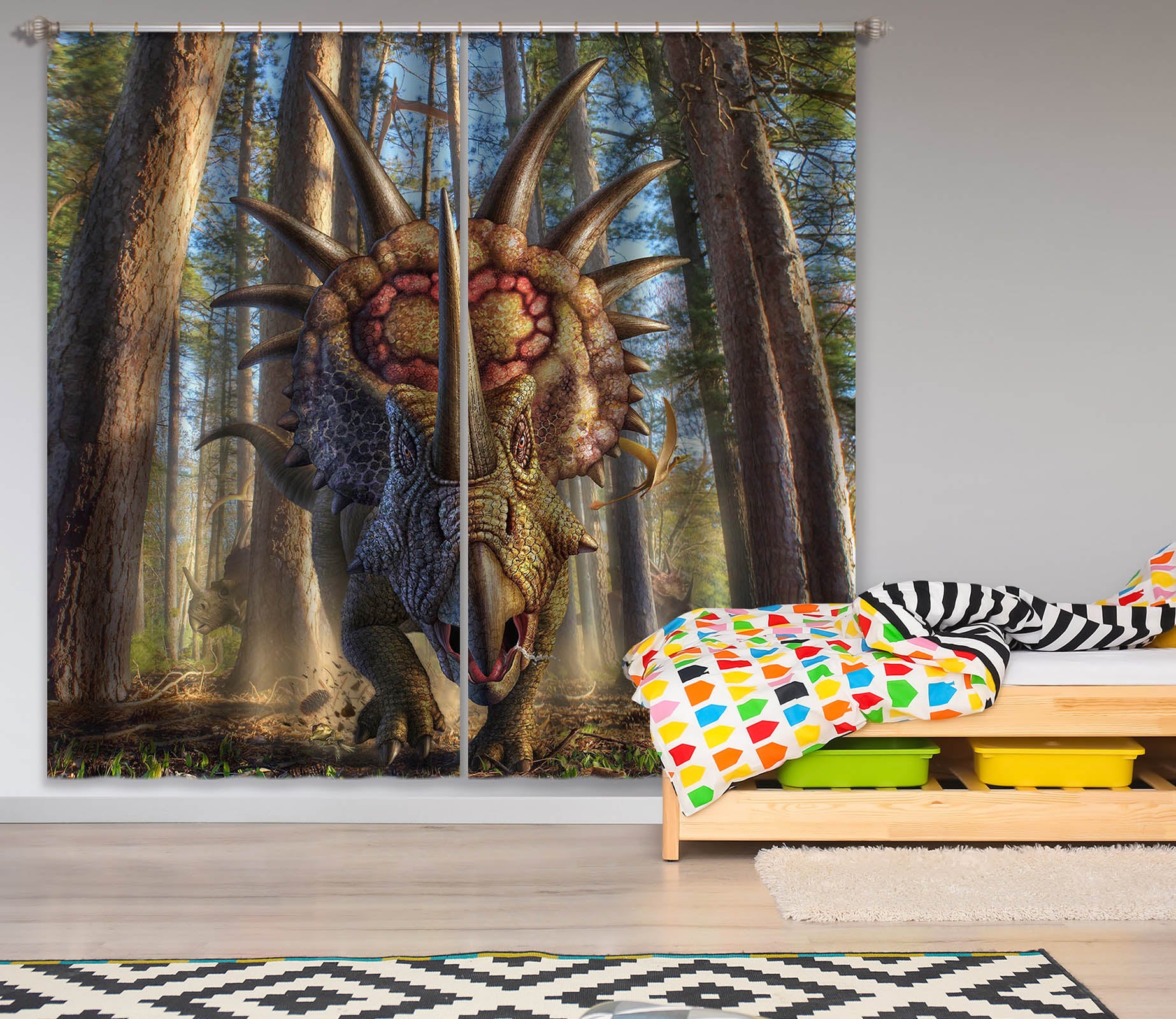 3D Styracosaurus 86101 Jerry LoFaro Curtain Curtains Drapes