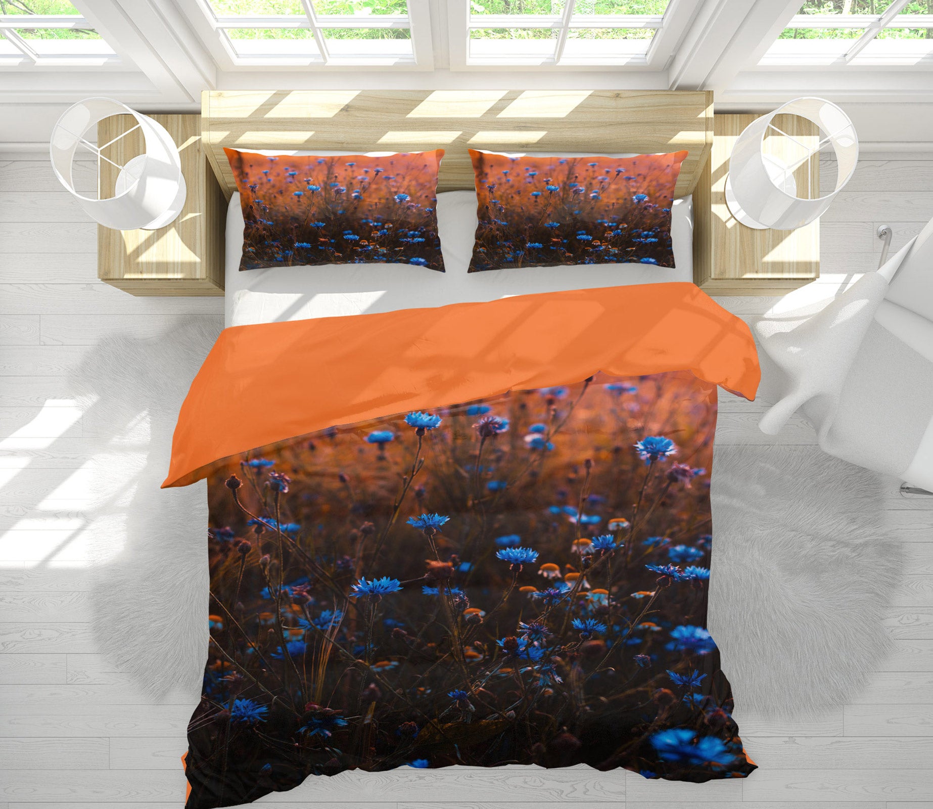 3D Blue Flower 12225 Bed Pillowcases Quilt