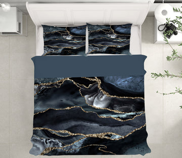 3D Black Gold Rim Marble 18129 Uta Naumann Bedding Bed Pillowcases Quilt