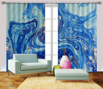 3D Straotic Sand Blue 51 Curtains Drapes Curtains AJ Creativity Home 
