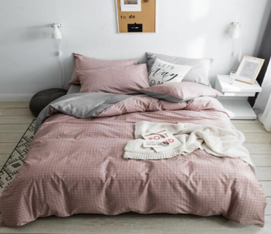 3D Gray Pink Small Lattice 14042 Bed Pillowcases Quilt