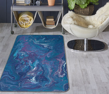 3D Dark Blue Pattern 28012 Non Slip Rug Mat