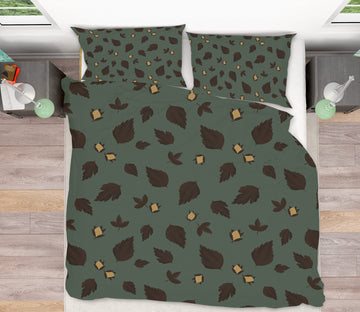 3D Leaves Pattern 98153 Kasumi Loffler Bedding Bed Pillowcases Quilt