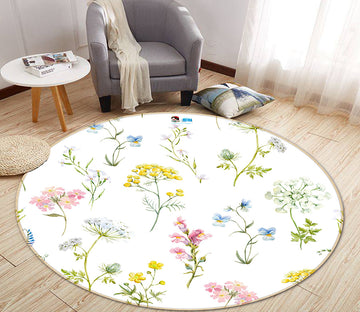 3D Flower Branch 64159 Round Non Slip Rug Mat