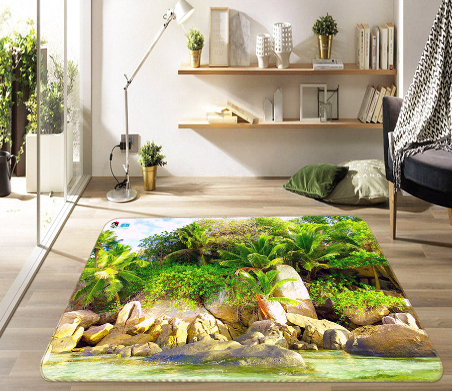 3D Stone Grass 66070 Non Slip Rug Mat