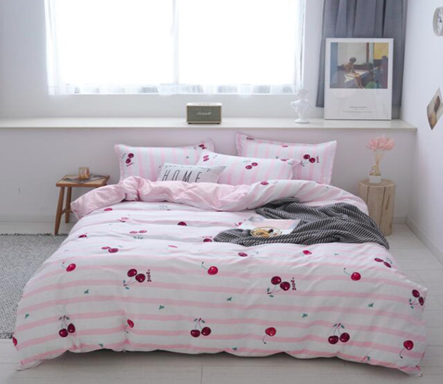 3D Cherry Pattern 12068 Bed Pillowcases Quilt