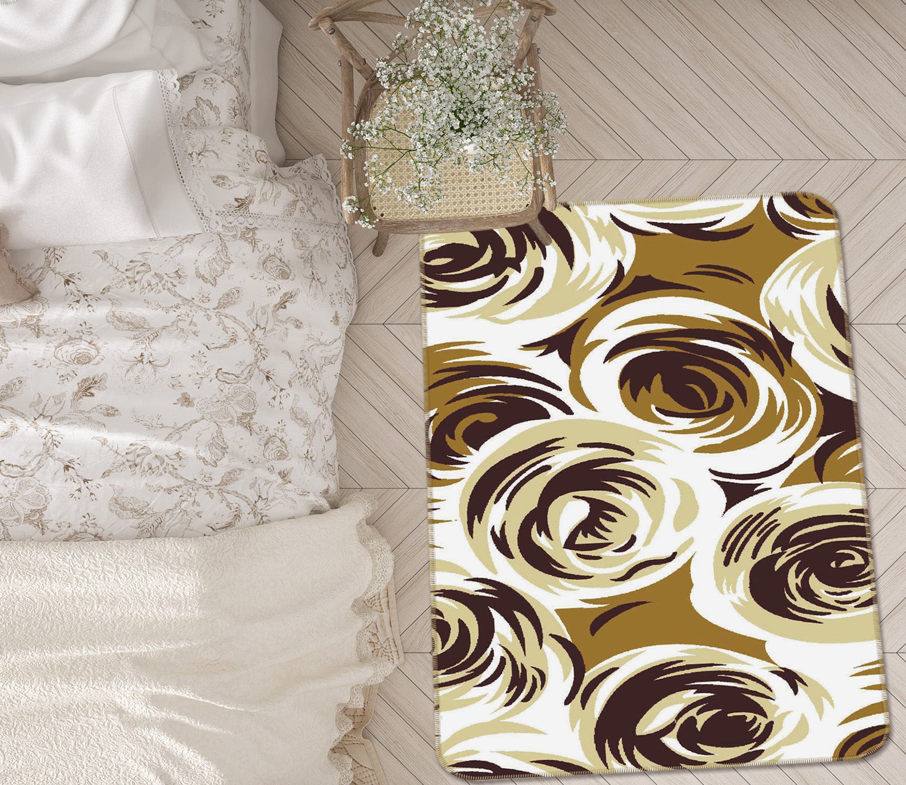3D Pattern Flower 32125 Non Slip Rug Mat