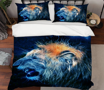 3D Lion Head 21058 Bed Pillowcases Quilt