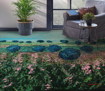 3D Pink Flower Bushes 9533 Allan P. Friedlander Floor Mural
