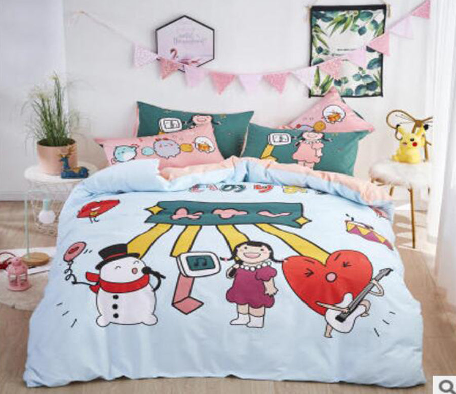 3D Cartoon Snowman Girl 50080 Bed Pillowcases Quilt