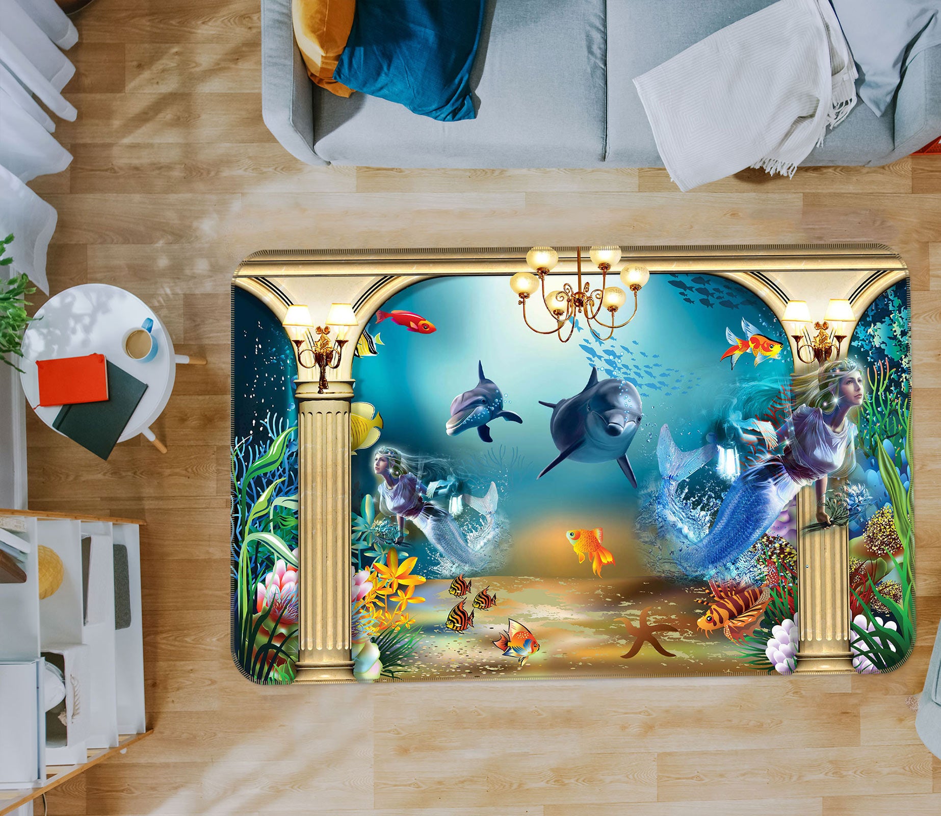 3D Sea Bottom Fish 75141 Non Slip Rug Mat