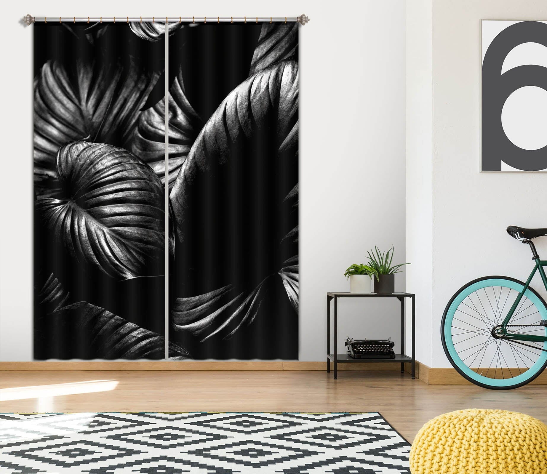 3D Gloomy Leaf 1141 Boris Draschoff Curtain Curtains Drapes Curtains AJ Creativity Home 