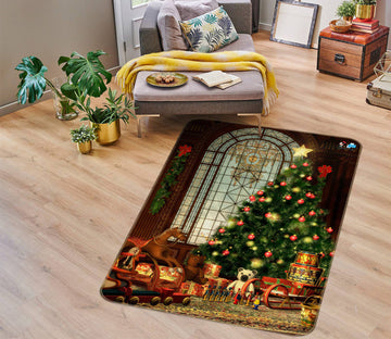 3D Tree Little Trojan Horse 55030 Christmas Non Slip Rug Mat Xmas