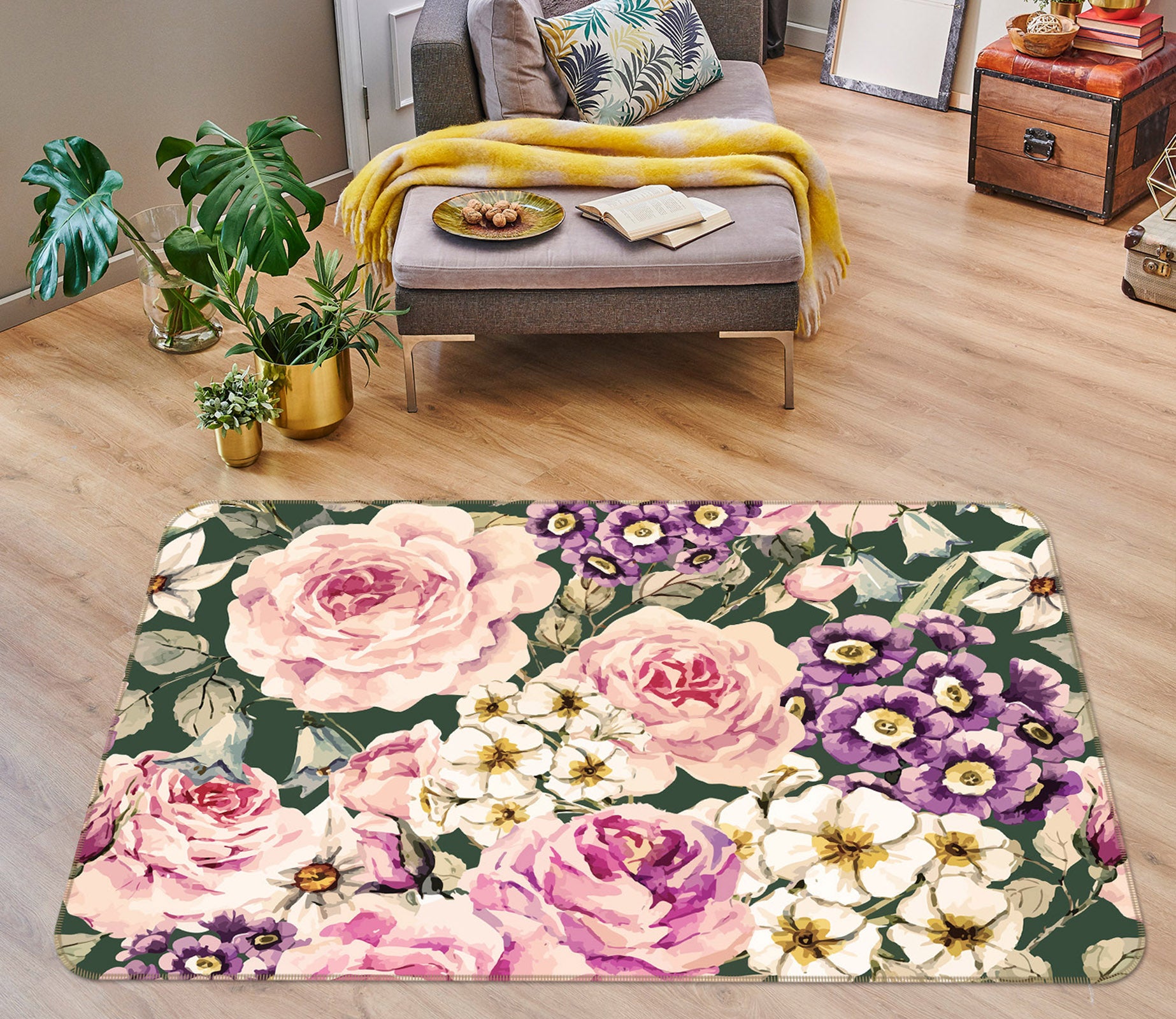 3D Flowers 29211 Non Slip Rug Mat