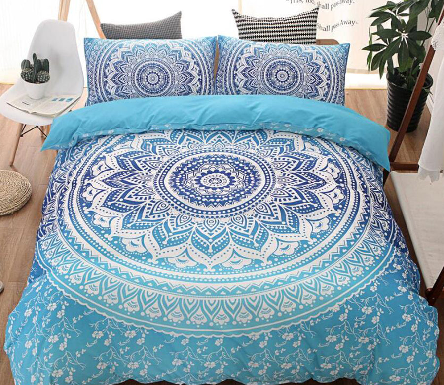 3D Blue White Circle Totem 9946 Bed Pillowcases Quilt
