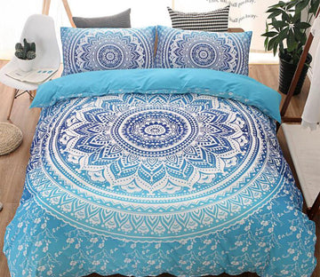 3D Blue White Circle Totem 9946 Bed Pillowcases Quilt