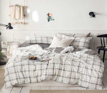 3D Beige Plaid 2197 Bed Pillowcases Quilt
