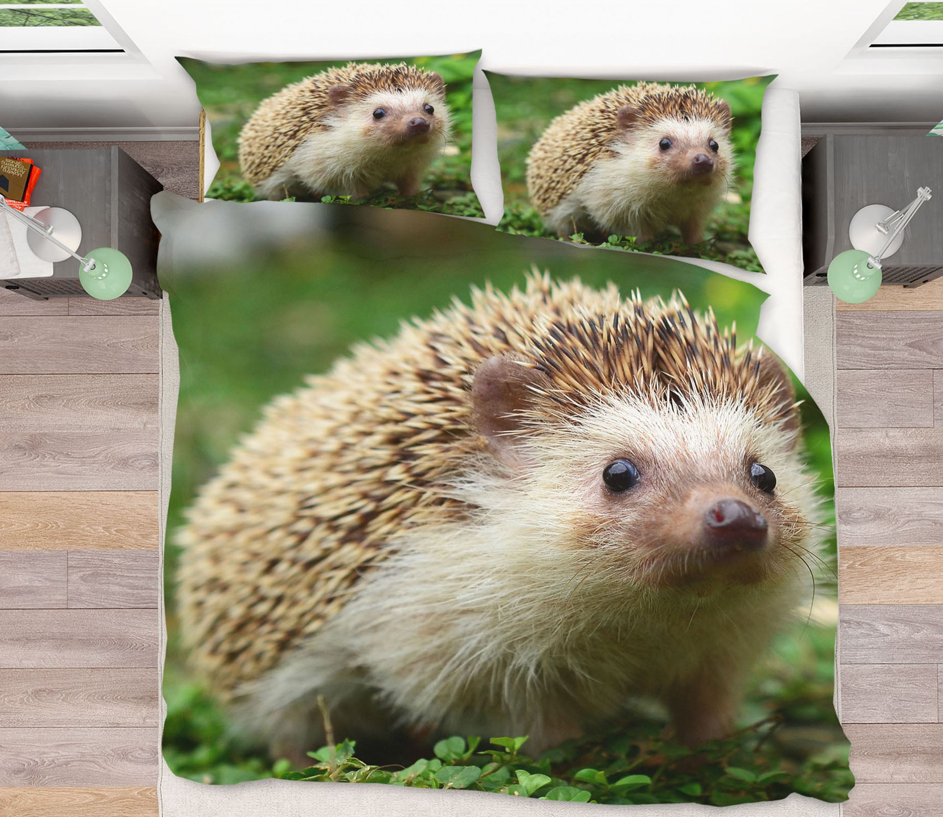 3D Hedgehog 21006 Bed Pillowcases Quilt