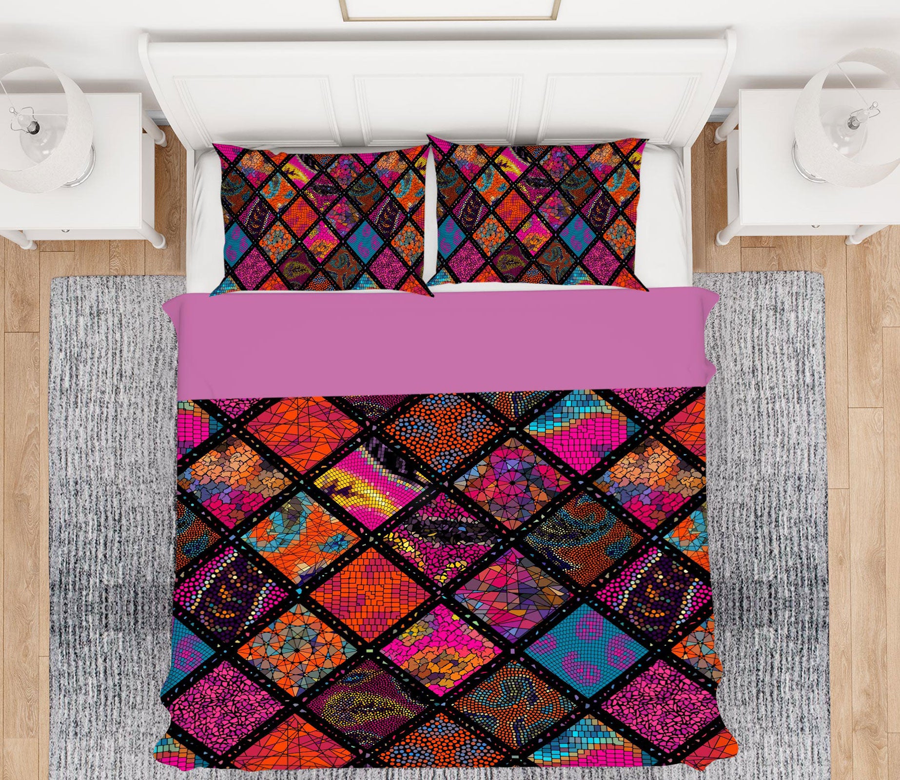 3D Red Diamond Pattern 14084 Bed Pillowcases Quilt