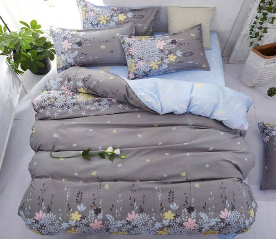 3D Gray Flower 7175 Bed Pillowcases Quilt