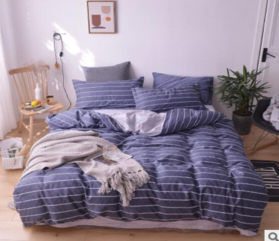 3D Dark Gray Horizontal Stripes 40006 Bed Pillowcases Quilt