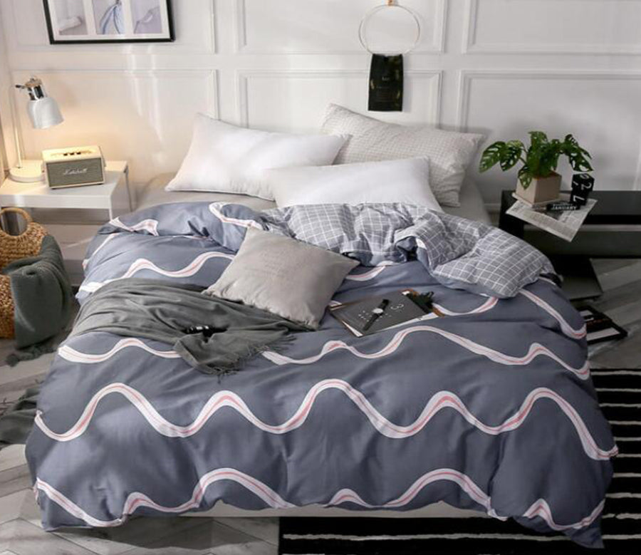 3D White Wave 4112 Bed Pillowcases Quilt