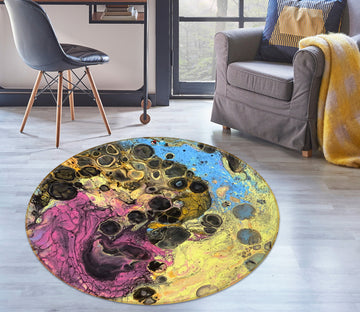 3D Red Yellow Blue Pattern 40014 Valerie Latrice Rug Round Non Slip Rug Mat