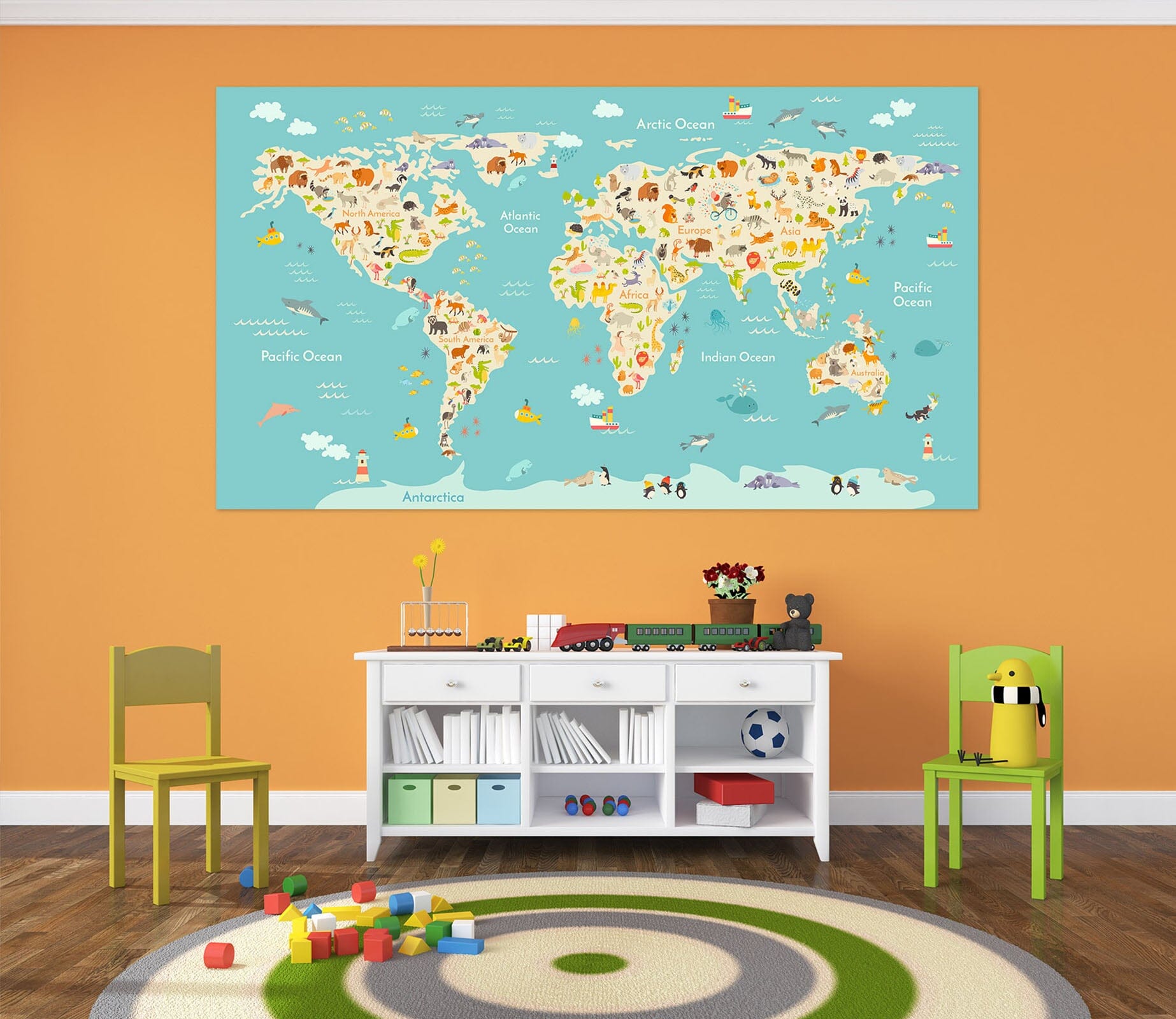 3D Red Spots 227 World Map Wall Sticker Wallpaper AJ Wallpaper 2 
