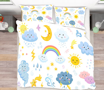 3D Moon Sun Clouds Rainbow 61066 Bed Pillowcases Quilt
