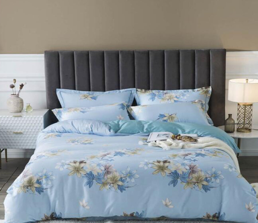 3D Sky Blue Flower 7109 Bed Pillowcases Quilt