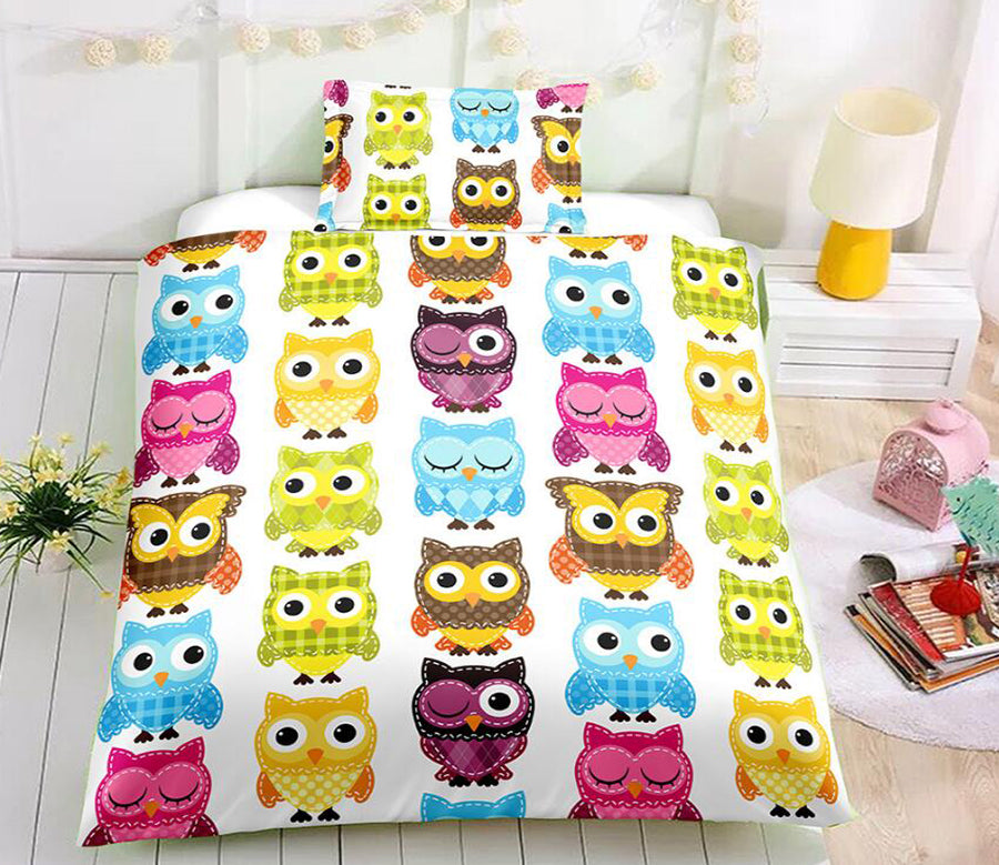 3D Cartoon Queue Owl 1123 Bed Pillowcases Quilt