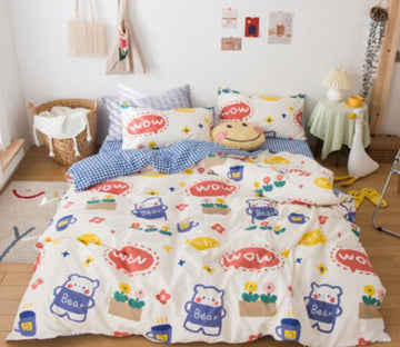 3D Bear Flower 40227 Bed Pillowcases Quilt