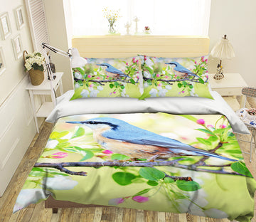 3D Blue Bird 122 Bed Pillowcases Quilt