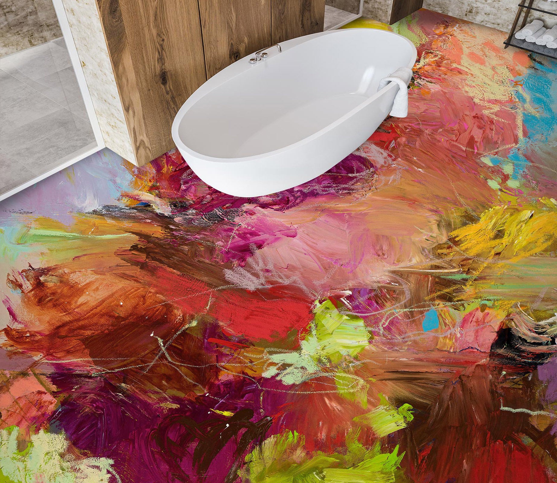 3D Red Paint Texture 9943 Allan P. Friedlander Floor Mural