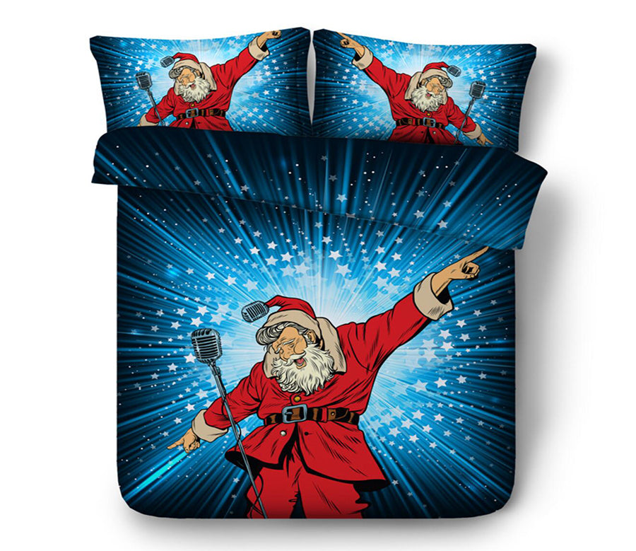 3D Santa Claus Singing 46083 Christmas Quilt Duvet Cover Xmas Bed Pillowcases