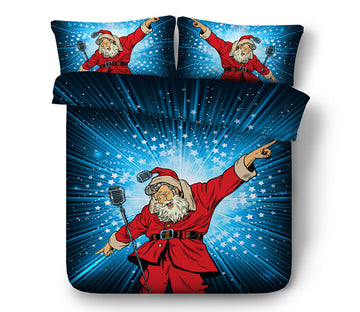 3D Santa Claus Singing 46083 Christmas Quilt Duvet Cover Xmas Bed Pillowcases
