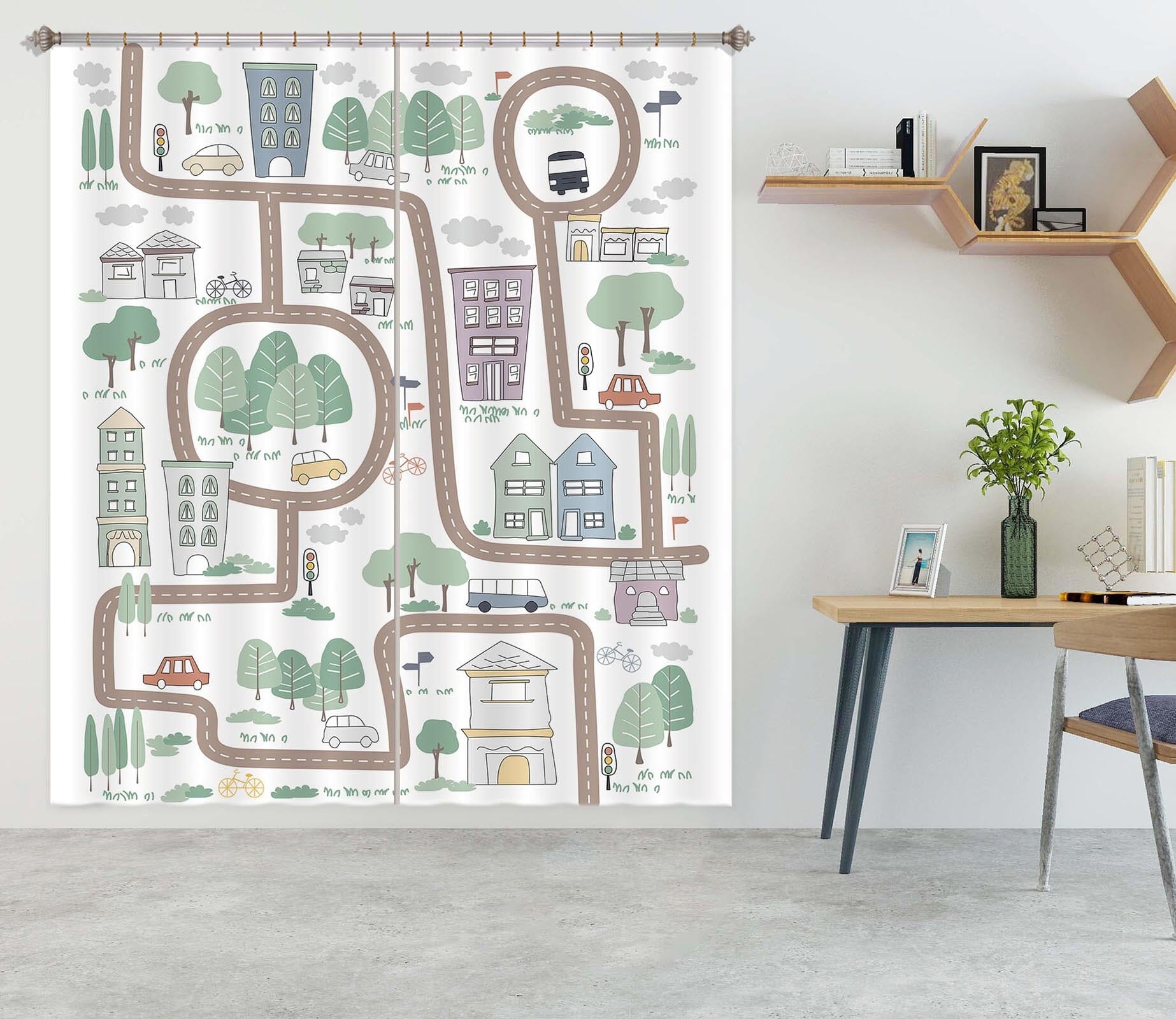 3D Lovely Street 042 Jillian Helvey Curtain Curtains Drapes Curtains AJ Creativity Home 