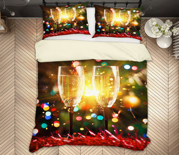 3D Wine Glass 50021 Christmas Quilt Duvet Cover Xmas Bed Pillowcases