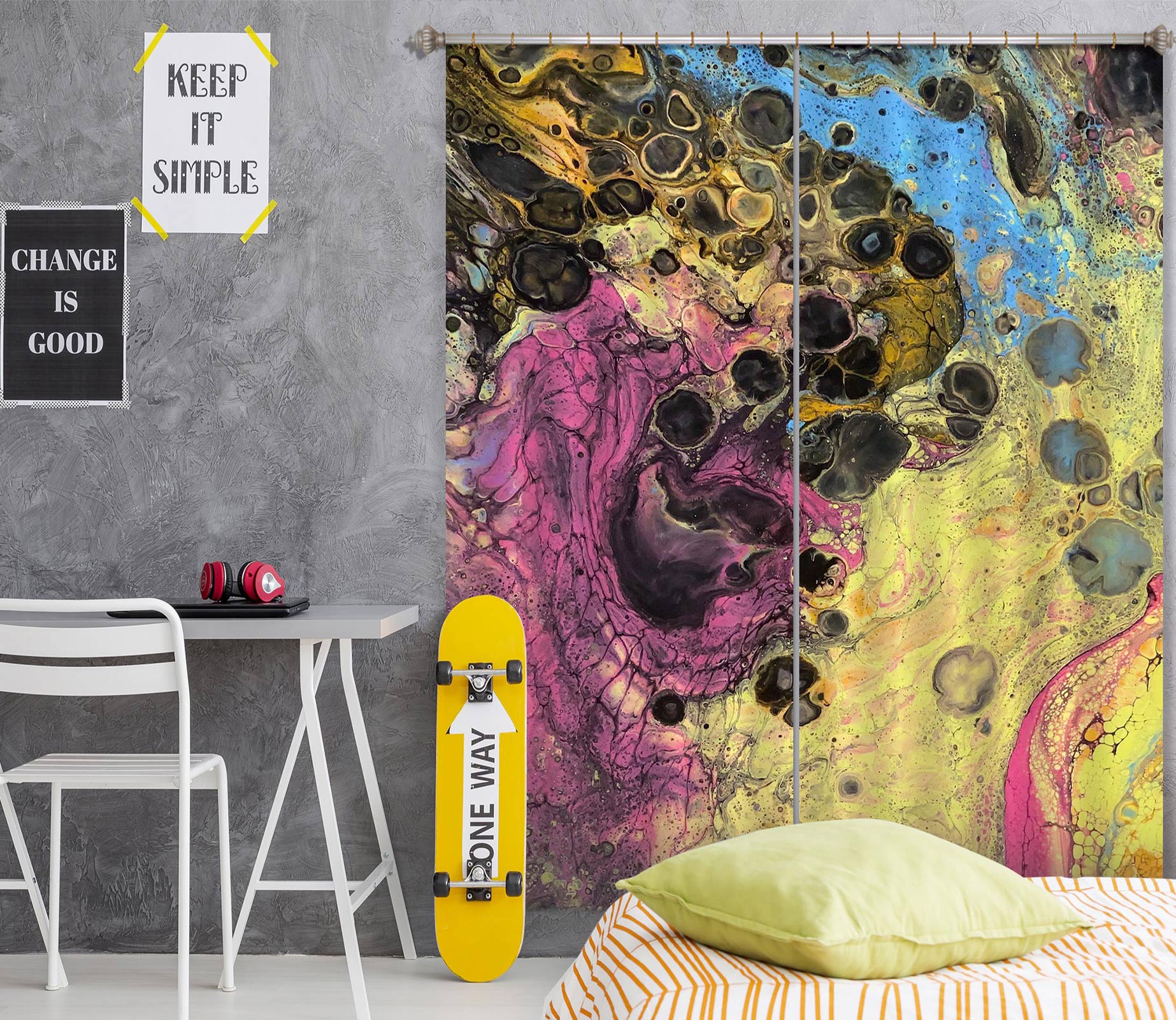 3D Blue Purple Yellow Pattern 8156 Valerie Latrice Curtain Curtains Drapes