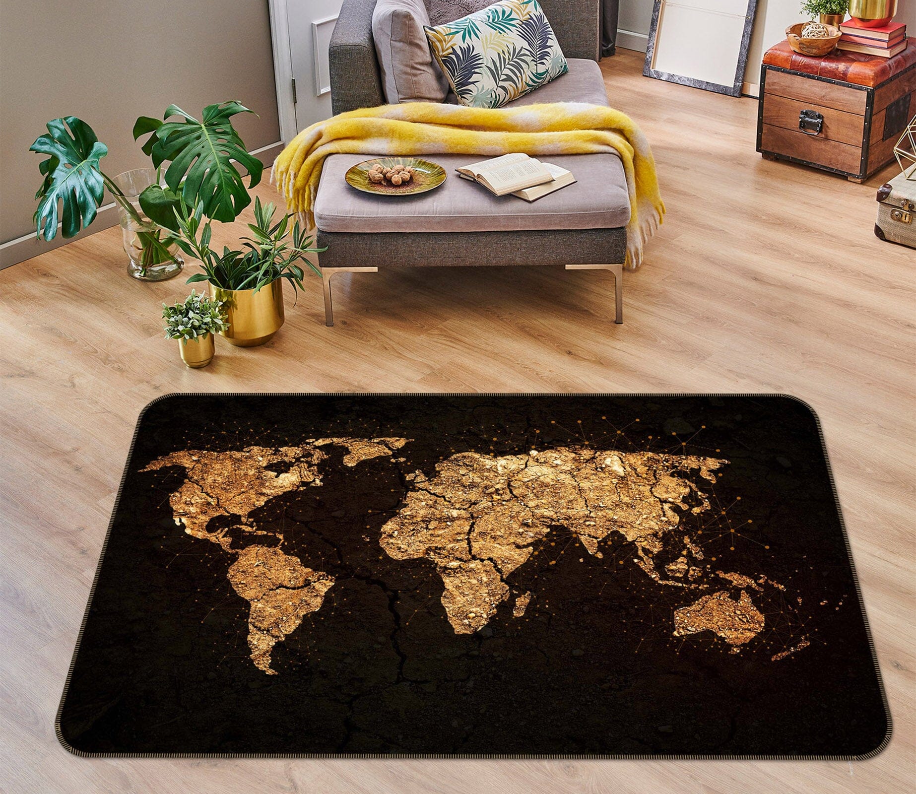 3D Golden Territory 249 World Map Non Slip Rug Mat Mat AJ Creativity Home 